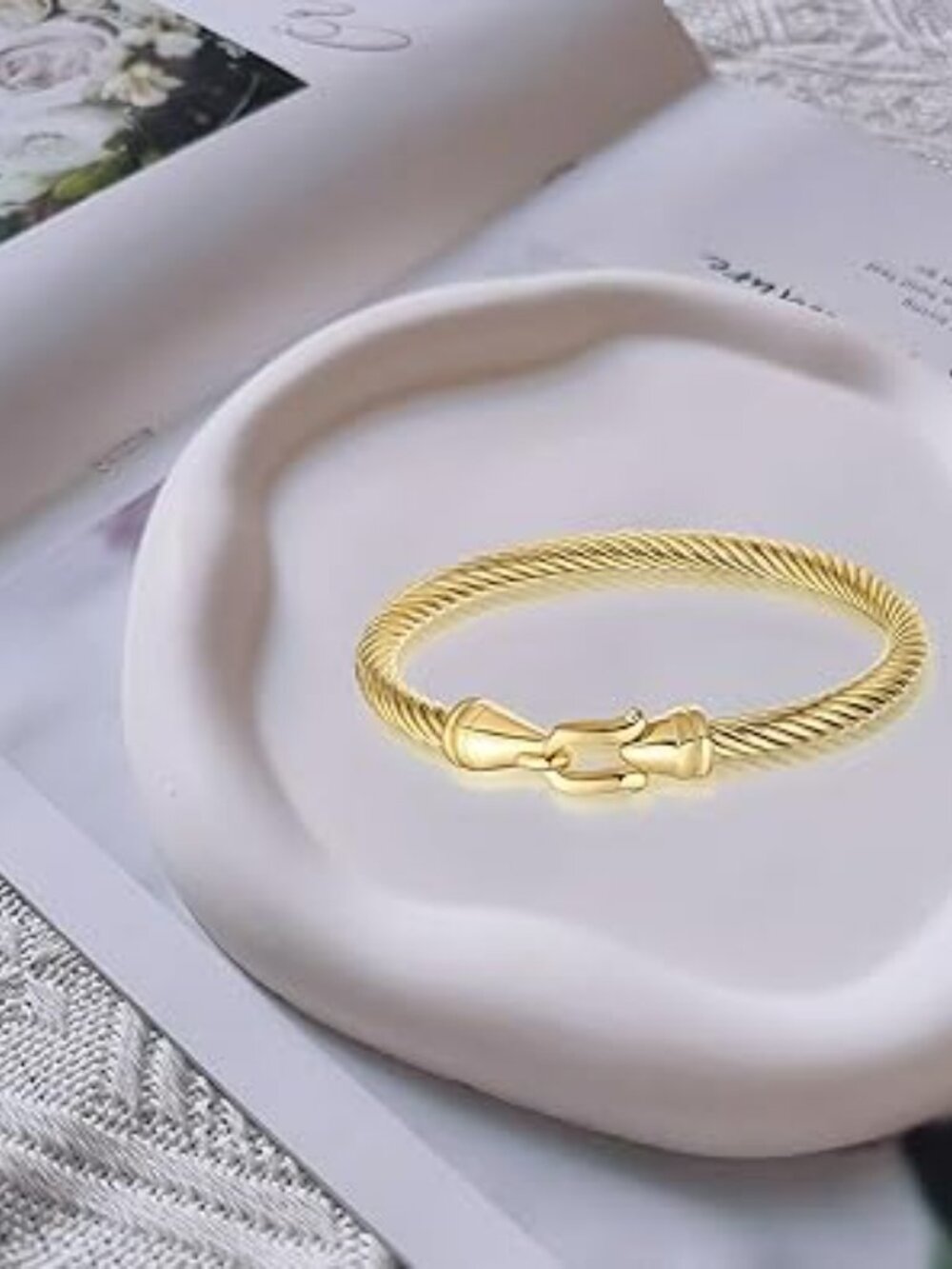 NEW GOLD Stainless Steel Twisted Wire Bracelet Twisted‎ Cable Elegant Fashion